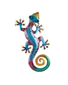 Regal Art & Gift Green Pink Luster Gecko Metal Wall Decoration Decor 18 x 0.5 x 10.5 inches