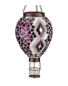 Mosaic Hot Air Balloon Solar Lantern Purple