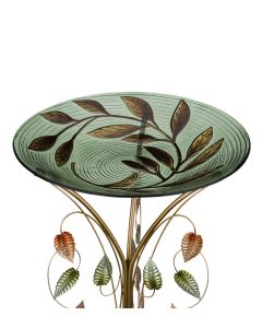 18" Birdbath with Decorative Stand - Leaves