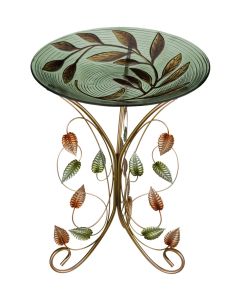 18" Birdbath with Decorative Stand - Leaves