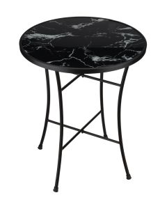 18" Marbled Glass Plant Stand - Black