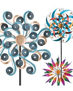 Regal Art & Gift 12254 Solar Vertical Flying Lotus Wind Spinner Copper Patina 