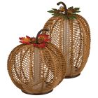 LED Wicker Pumpkin Lantern Pre-Pack 8 Pc