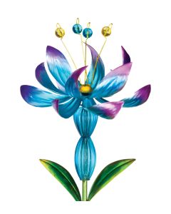 Flower Spinner Solar Stake - Blue