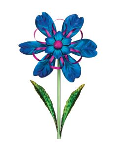 Ribbon Flower Spinner Stake - Blue
