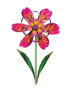 Ribbon Flower Spinner Stake - Pink