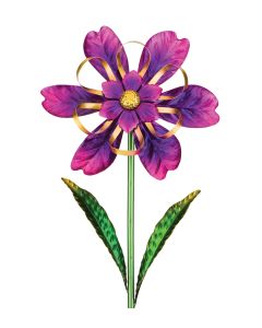 Ribbon Flower Spinner Stake - Purple
