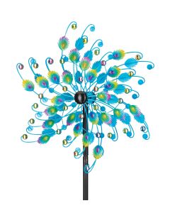 24" Rotating Wind Spinner - Jeweled Peacock