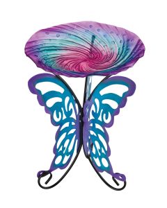 18" Birdbath with Decorative Stand - Butterfly 2