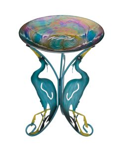 18" Birdbath with Decorative Stand Heron 2