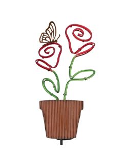 Neon Flower Solar Stake - Terracotta