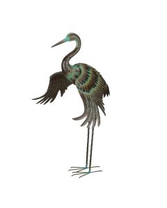 Green Patina Crane - Wing Down