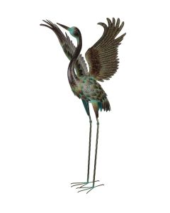 Green Patina Crane - Wing Up