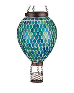 Mosaic Hot Air Balloon Solar Lantern Blue