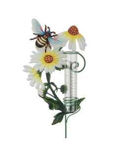 Flower Rain Gauge Stake - Bee
