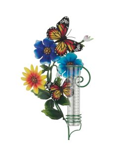 Flower Rain Gauge Stake - Butterfly