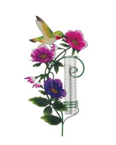 Flower Rain Gauge Stake - Hummingbird