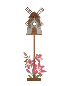 Rustic Birdhouse Stake - Windmill 