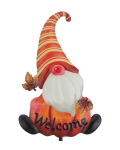 Gnome Pumpkin Stake - Welcome