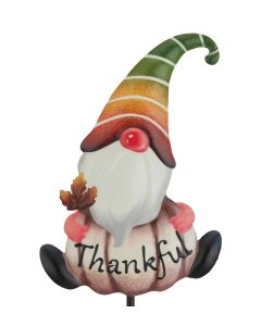 Gnome Pumpkin Stake - Thankful