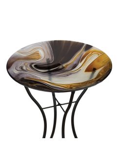 18" Birdbath with Stand - Swirl Black