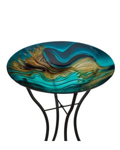 18" Birdbath with Stand - Swirl Green