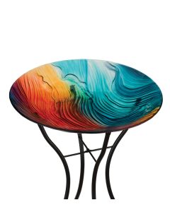 18" Birdbath with Stand - Swirl Multi