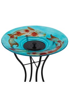 18" Solar Fountain/Birdbath with Stand - Koi