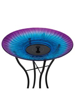 18" Solar Fountain/Birdbath with Stand - Purple