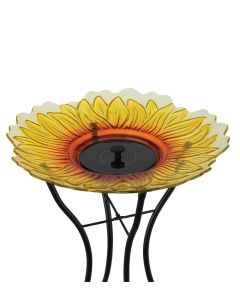 18" Solar Fountain/Birdbath with Stand - Sunflower