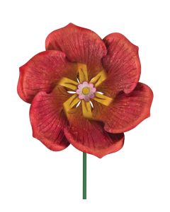 Textured Flower Spinner Stake - Poppy