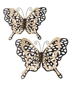 Onyx Gold Butterfly Wall Decor Set/2