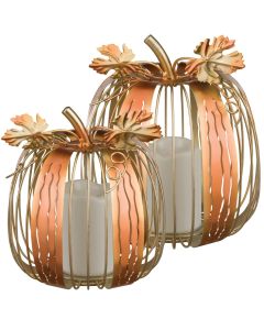LED Copper Pumpkin Decor Set/2