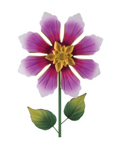 Flower Spinner Stake - Purple