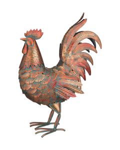 Copper Patina Rooster Decor 18"