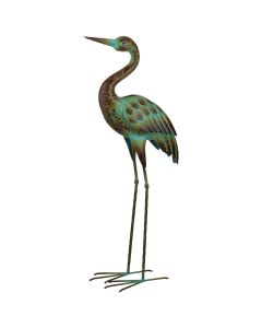 Green Patina Crane Decor SM - Down