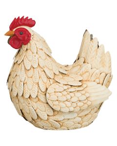 Buff Hen Decor 11" - White