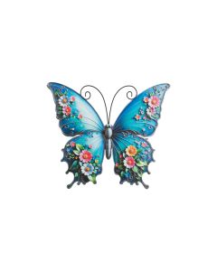 Butterfly Wall Decor 12" - Blue Floral