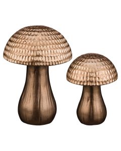 Metallic Bronze Mushroom Decor Set/2