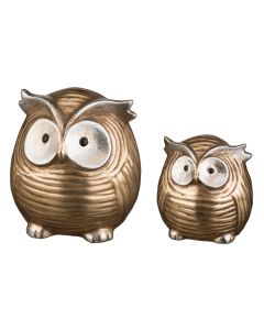 Metallic Bronze Owl Decor Set/2