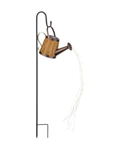Wicker Watering Can Solar Stake - Cone