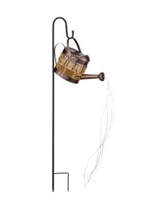 Wicker Watering Can Solar Stake - Cylinder