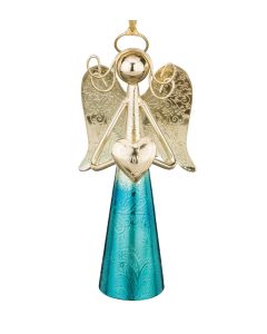 Gold Angel Bell 6" - Blue