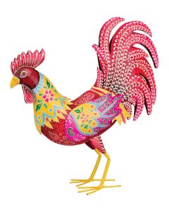 Henna Rooster Decor - Yellow/Red