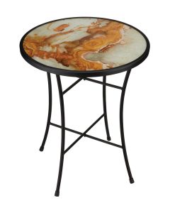 18" Marbled Glass Plant Stand - Amber