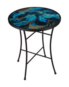 18" Marbled Glass Plant Stand - Blue