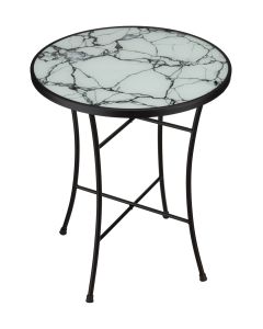 18" Marbled Glass Plant Stand - White