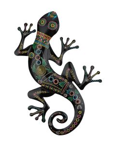 Artisan Gecko Wall Decor– 24" – Black Multi