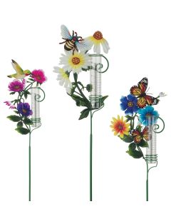 Flower Rain Gauge Stake Pre-Pack 12 Pc