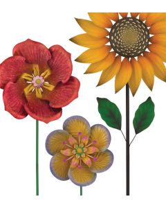 Textured Flower Spinner Stake Pre-Pack 12 Pc